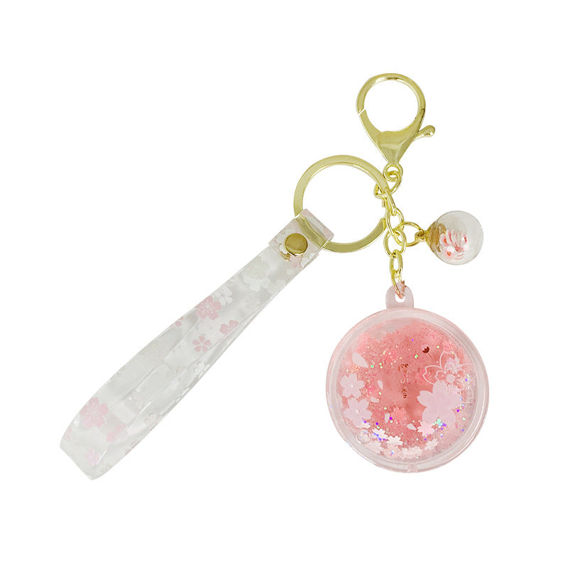 Wholesale Acrylic Oiled Cherry Blossom Drifting Bottle Keychain